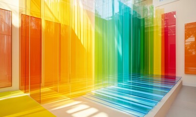 Colorful translucent panels create vibrant modern space