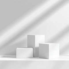 square shaped minimalist white product background, Modern Design Aesthetic for Product Display. White Cubes Minimalist.