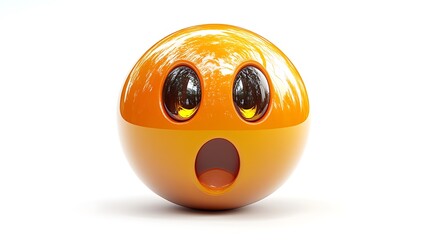 Fototapeta premium 3D Orange Surprised Emoji Against White Background