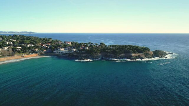 Aerial view of the cap d'antibes coastline, french riviera