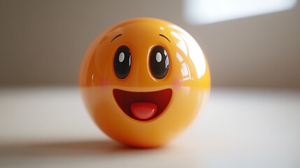 Happy Emoji Ball on a Surface