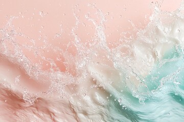 Fototapeta premium Water Splashing Across Pastel Pink and Teal Background