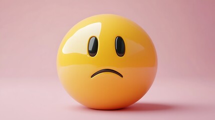 3D sad emoji on pink background. Possible use digital communication, social media