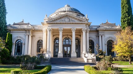 Obraz premium Neoclassical Architecture Building with Dome and Columns