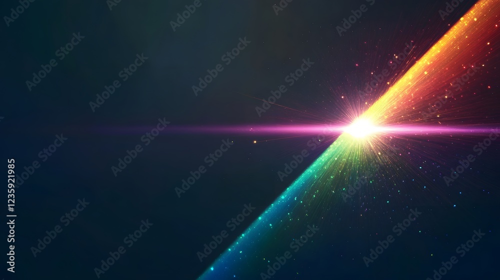 Aufkleber vibrant cosmic burst of colorful radiant energy glowing luminous beams and particles in a futuristic