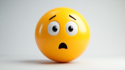 Fototapeta premium 3D worried emoji, studio shot, expressive face, graphic design