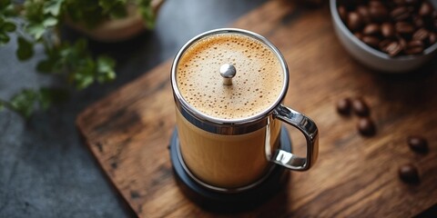 Coffee brewing process in a cozy kitchen beverage preparation warm ambiance close-up