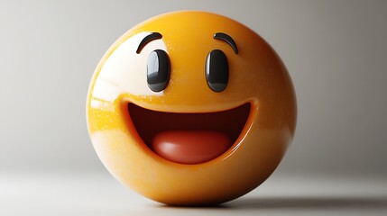 Fototapeta premium 3D Rendered Happy Emoji on a Plain Background for Social Media