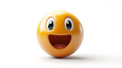 Happy emoji, 3d rendered, cheerful expression, studio shot. Possible use Stock photo