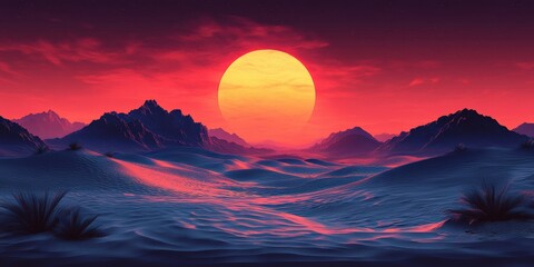 Stunning sunset over desert landscape nature scene vibrant colors serene environment