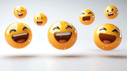 Obraz premium Floating happy emoji digital art