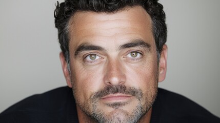 Obraz premium Man's portrait, serious expression, studio background, headshot