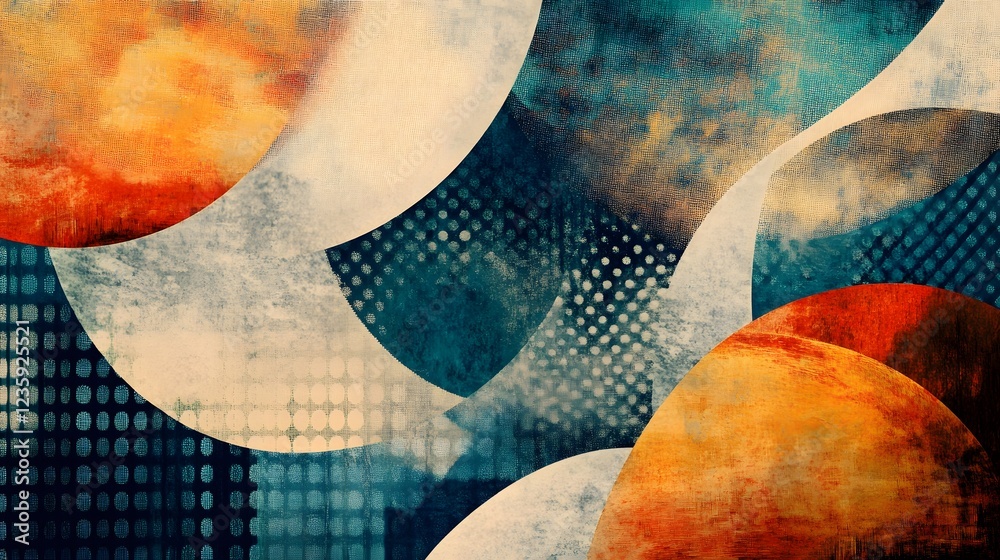Aufkleber vibrant geometric shapes forming a surreal abstract composition