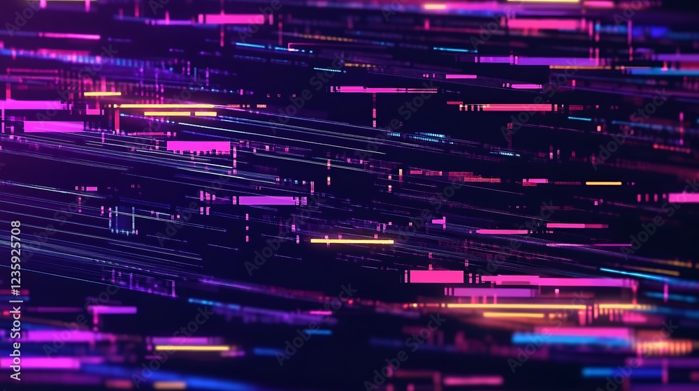 Poster abstract digital lines, vibrant colors, futuristic background. possible use technology background