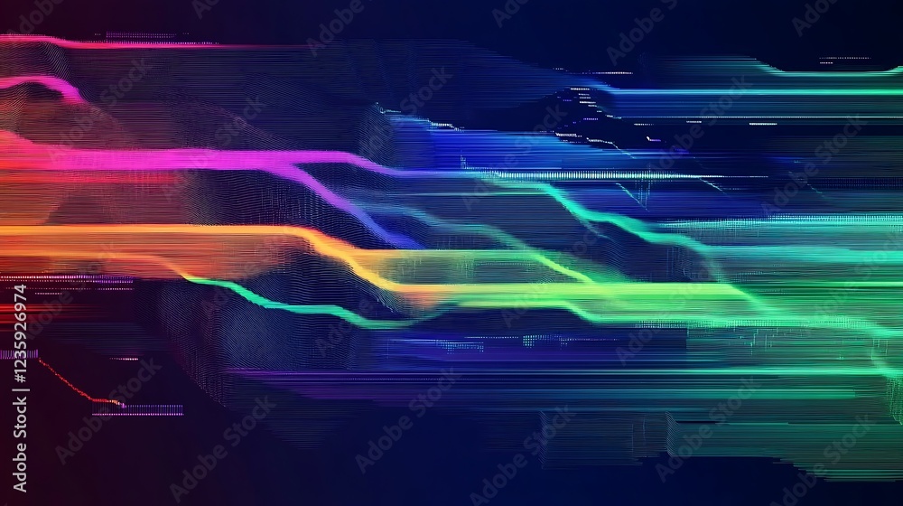 Poster abstract vibrant colorful lines dynamic background. possible use technology, design, science, gaming