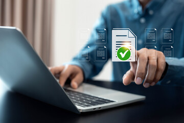 Document management concept , Process automation to efficiently manage files. Online documentation database and document management system .