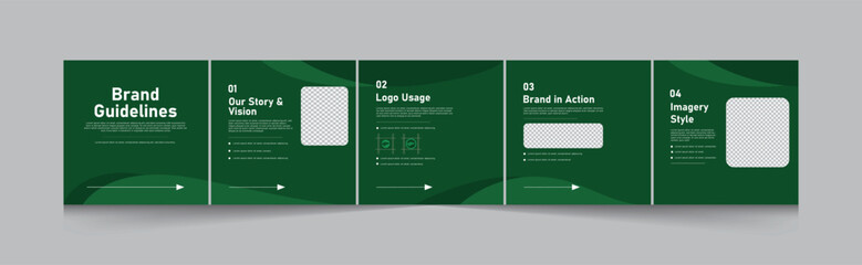 Brand Guideline Social Media Carousel Post Template. Microblog Carousel Template For Social Media Post, Editable Carousel Post For Business.