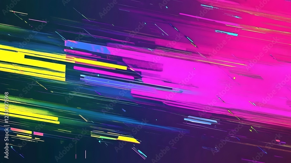 Poster abstract digital art, vibrant colors, motion blur. possible use in design