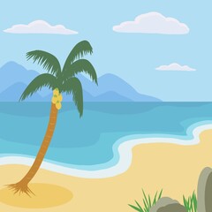 palm tree on the beach. Landscape Background 