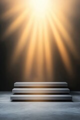 Obraz premium A staircase is lit up by the sun, creating a sense of warmth and brightness