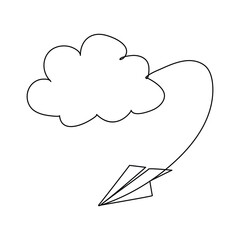 One continuous line drawing of Sky clouds white. Clouds concept. Doodle vector illustration in simple,