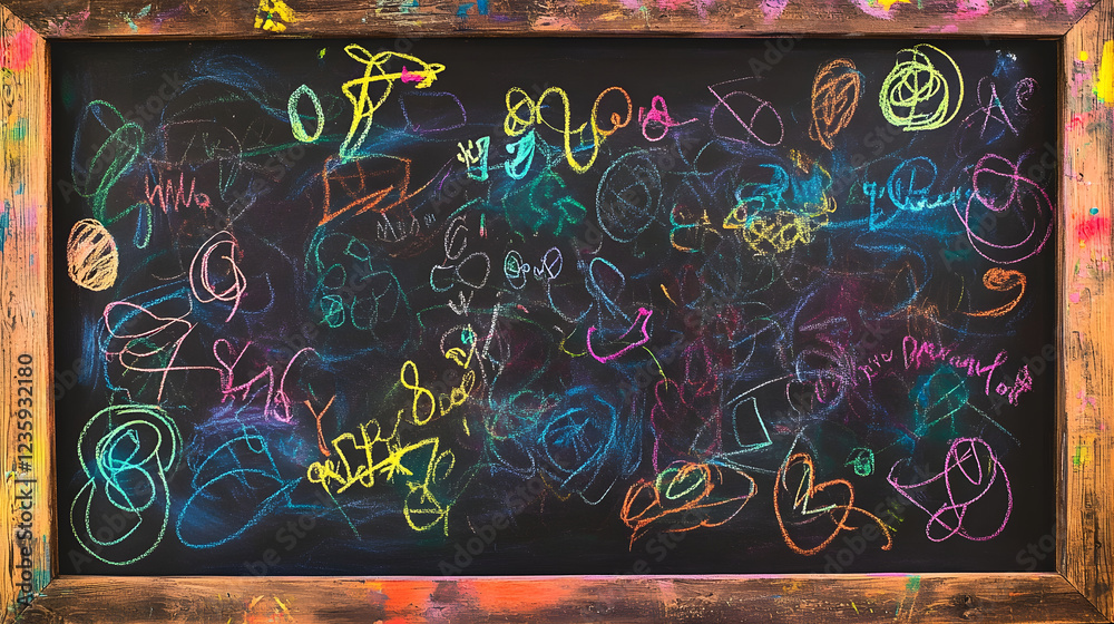 Aufkleber Vibrant Spontaneous Marker Scribble and Doodle Abstract Art Background Design   Colorful chaotic pattern with energetic lines shapes and textures created using markers in a modern