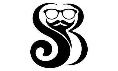 Fototapeta premium Black and White Portrait of Man with Beard and Mustache