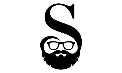 Black and White Portrait of Man with Beard and Mustache