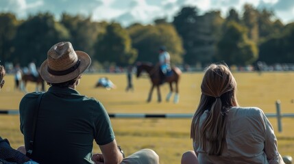 Enjoying a Scenic Polo Match with Friends Outdoors