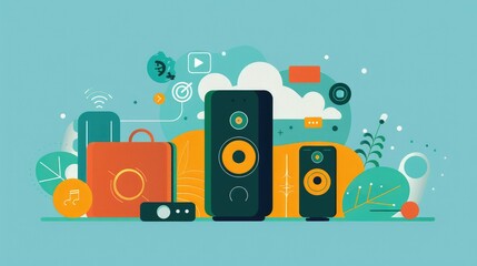 Modern Audio Equipment Illustration