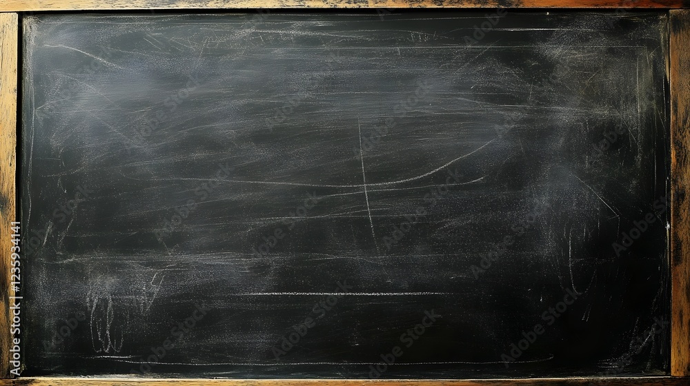 Aufkleber Vintage Chalkboard with Wooden Frame in Empty Classroom Setting  Blackboard Background with Grunge Texture and Copy Space for Text or Drawings