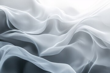 Fototapeta premium Abstract Gray and White Fabric Drapes Flowing Softly