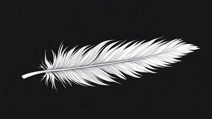 Obraz premium Detailed illustration of a white feather against a dark background. Possible use Stock photo for nature or design projects