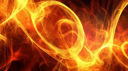Abstract fiery swirls and smoke against a dark background in digital art style