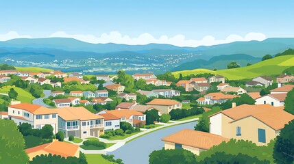 Fototapeta premium Suburban Homes Scenic Valley View