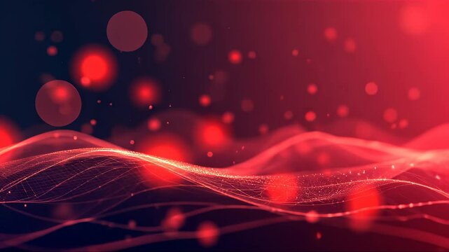 Red and black background with red dots scattered throughout. The background is a representation of a wave, and the dots are like ripples in the water. The image has a sense of movement and energy