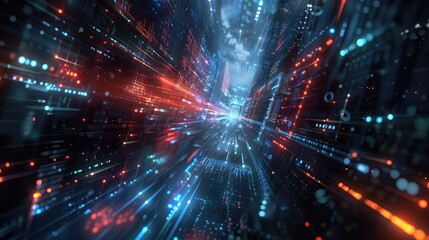 Obraz premium Futuristic Cyber Data Stream in a Digital World