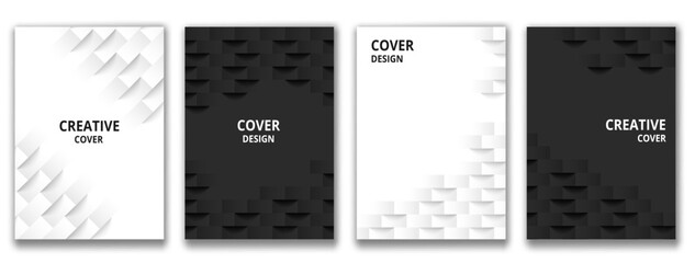 Abstract. White-Black set of background. Modern design cover templates, posters, ad banners, brochures, flyers, covers. Vector.