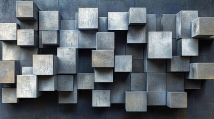 Abstract Gray and Silver Cube Texture Background