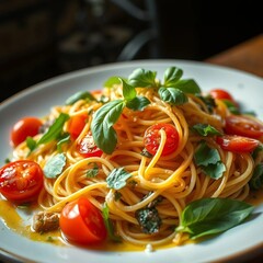 Delicious pasta made with fresh ingredients, beautifully plated.