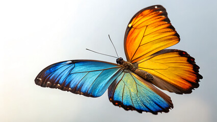 Obraz premium Vibrant Butterfly with Blue and Orange Wings in Natural Light