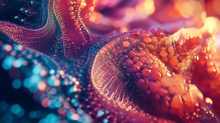 Obraz premium Abstract digital render of swirling formations with colorful orbs and textured surfaces