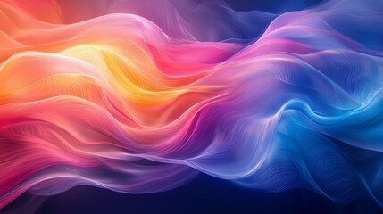 Fototapeta premium Vibrant abstract waves of color flowing in a serene digital landscape with glowing gradients and smooth textures.