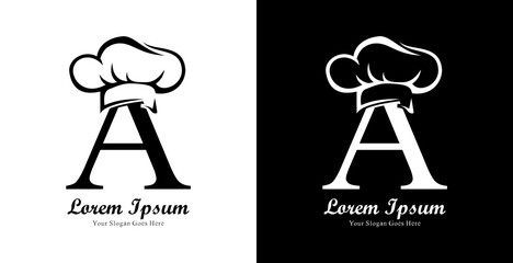 The logo design is in the shape of a chef's hat combined with the letter A
