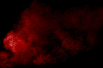 Abstract red smoke on black background. Red color clouds.