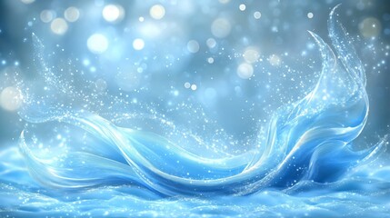 Modern Design with Blue Wave Background and Smooth Sine Wave Patterns Rippling