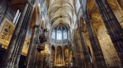 Fototapeta premium Majestic Interior of a Historic Cathedral with Stunning Architecture