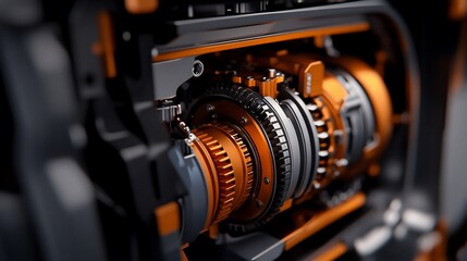 Obraz premium Intricate Gears and Mechanisms: A Close-Up View of a Complex Machine's Internal Components