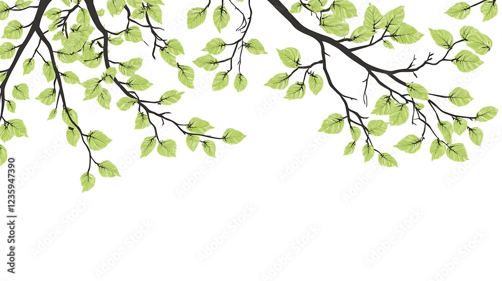 Aufkleber Spring Branches Against White Background