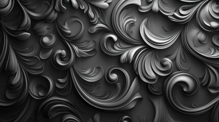 Elegant Dark Gray 3D Floral Ornament Design